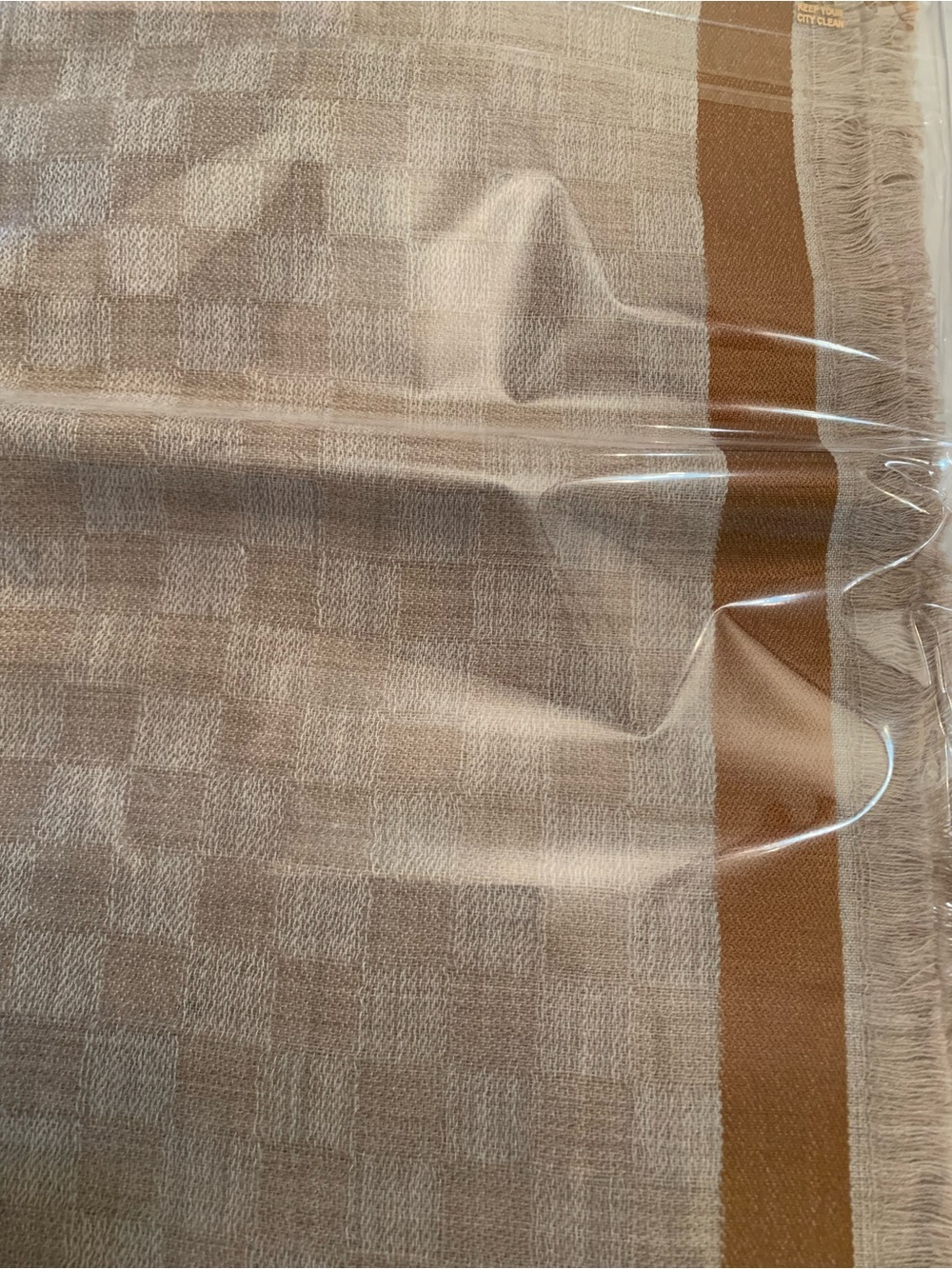 Pashmina’s n silk soft light weight Neutral Checker Scarf with Tan Stripe